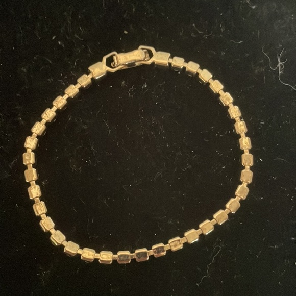 7.5” gold plated tennis bracelet with 38 prong set red and clear crystals - Picture 10 of 15